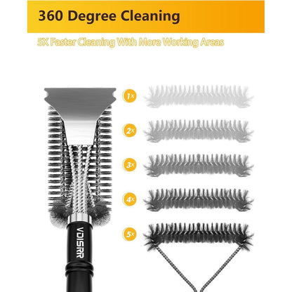 Grillbürste mit Schaber Edelstahl Langer Griff Grill Zubehör