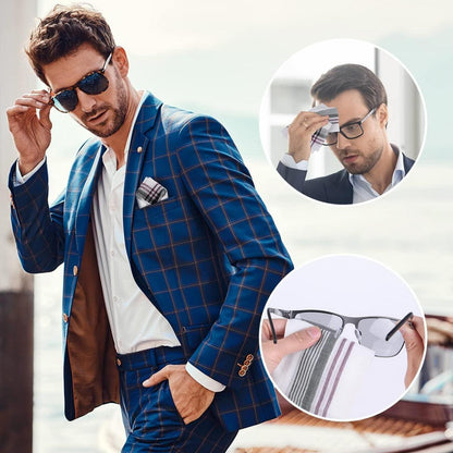 Herren Stoff Taschentücher 12er Set Baumwolle 36x36cm Plaid Design