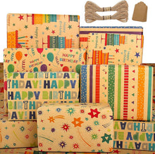 Nachhaltiges Geschenkpapier Geburtstag Kraftpapier mit buntem Muster