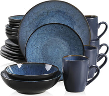 Tafelservice Set 20 tlg Vintage Steinzeug Geschirr Bubble Blau