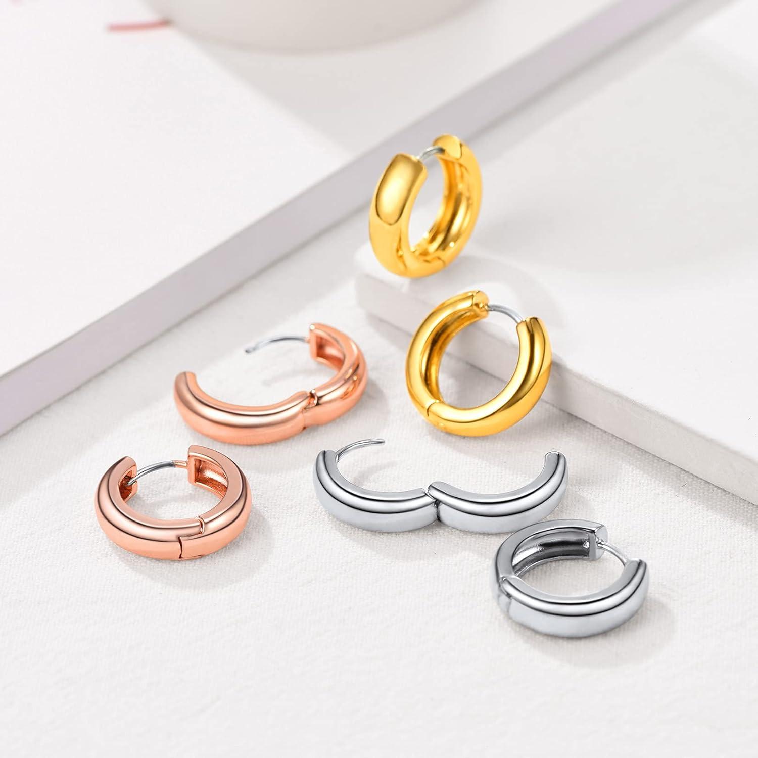 Damen Huggie Ohrringe 18k vergoldet Creolen Stern/Herz/Quadrat/Kreis Geometrischer Hoop 925 Silber Ohrschmuck U7