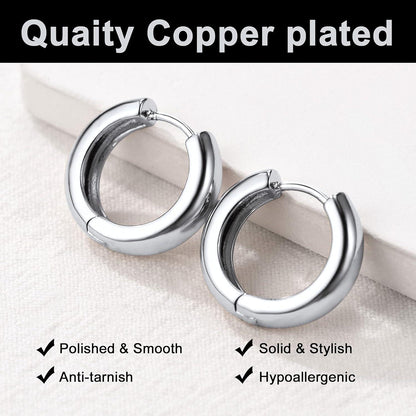 Damen Huggie Ohrringe 18k Vergoldet Klassische Creolen 925 Silber