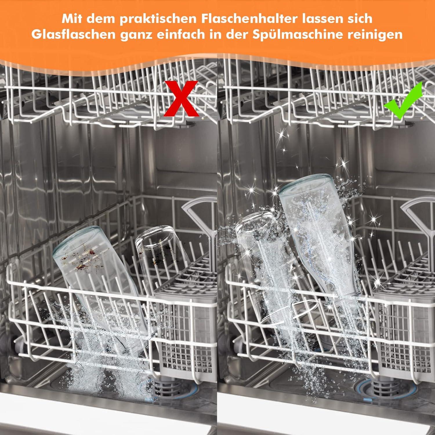 Spülmaschineneinsatz Flaschenhalter Edelstahl für Spülmaschine 6er Set
