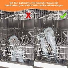 Spülmaschineneinsatz Flaschenhalter Edelstahl für Spülmaschine 6er Set