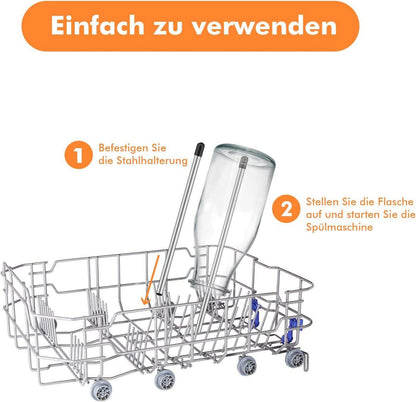 6er Set Edelstahl Flaschenhalter für Spülmaschine - Glashalter Geschirrspüler