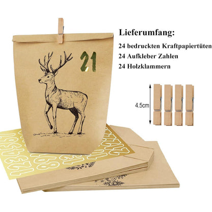 Adventskalender Tüten zum Befüllen, Weihnachtskalender