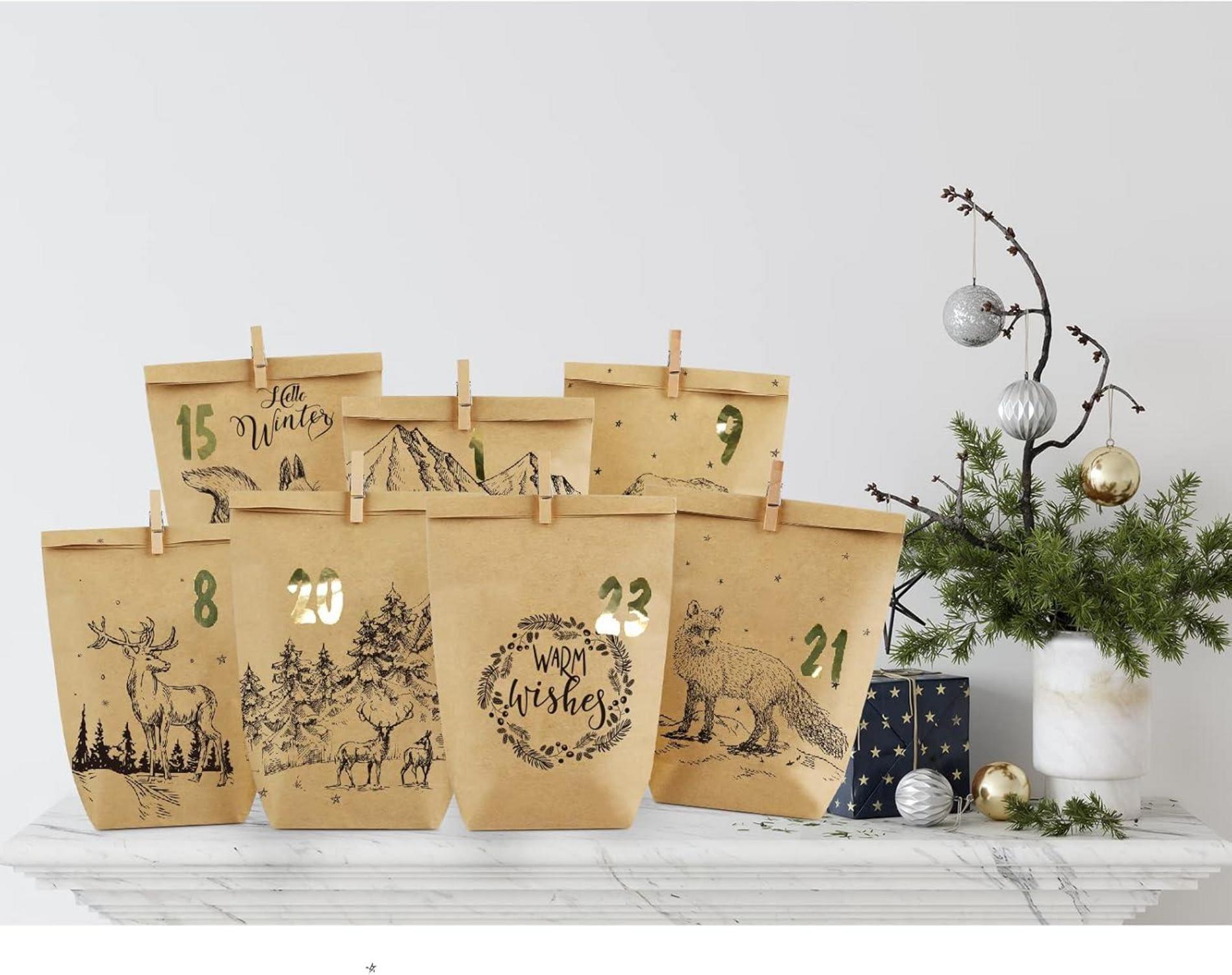 Adventskalender Tüten zum Befüllen 24 Bedruckte Geschenktüten