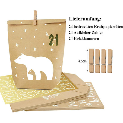 Adventskalender Tüten zum Befüllen Weihnachten Winter
