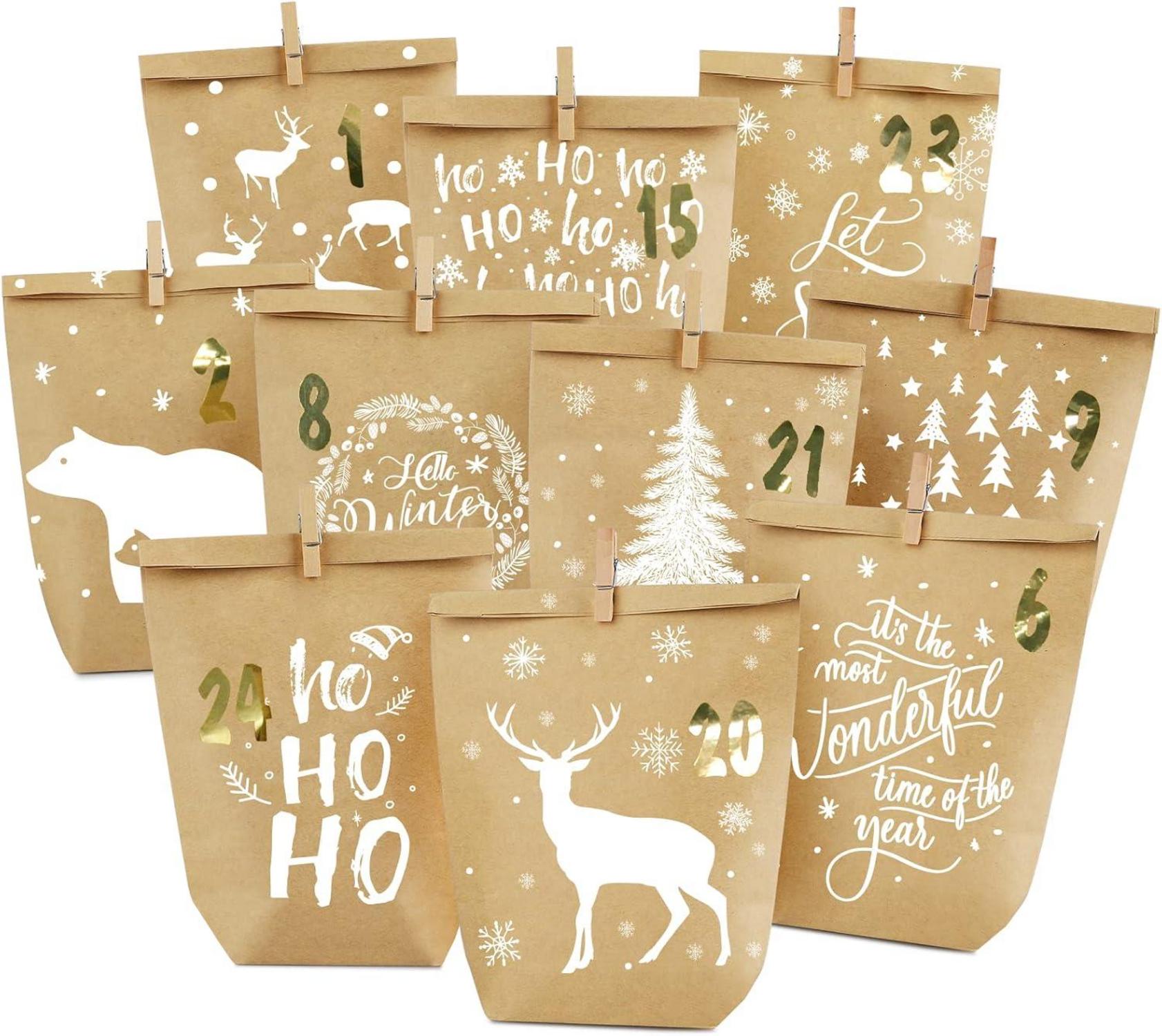 Adventskalender Tüten zum Befüllen Weihnachtskalender DIY