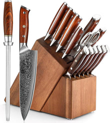 Xinzuo Damaststahl Messerblock Set mit Wetzstahl