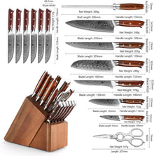 XINZUO Damaststahl 15tlg. Messerblock Set mit Wetzstahl