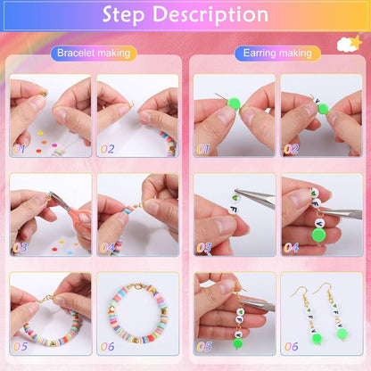 Polymer Clay Perlen Set Flach 80 Stück Buchstabenperlen DIY Schmuck