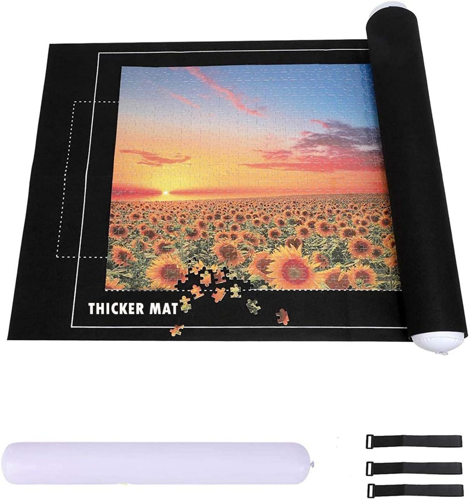 Puzzlematte für 3000 Puzzle Teile, Filzmatte 100x140 cm, Schwarz