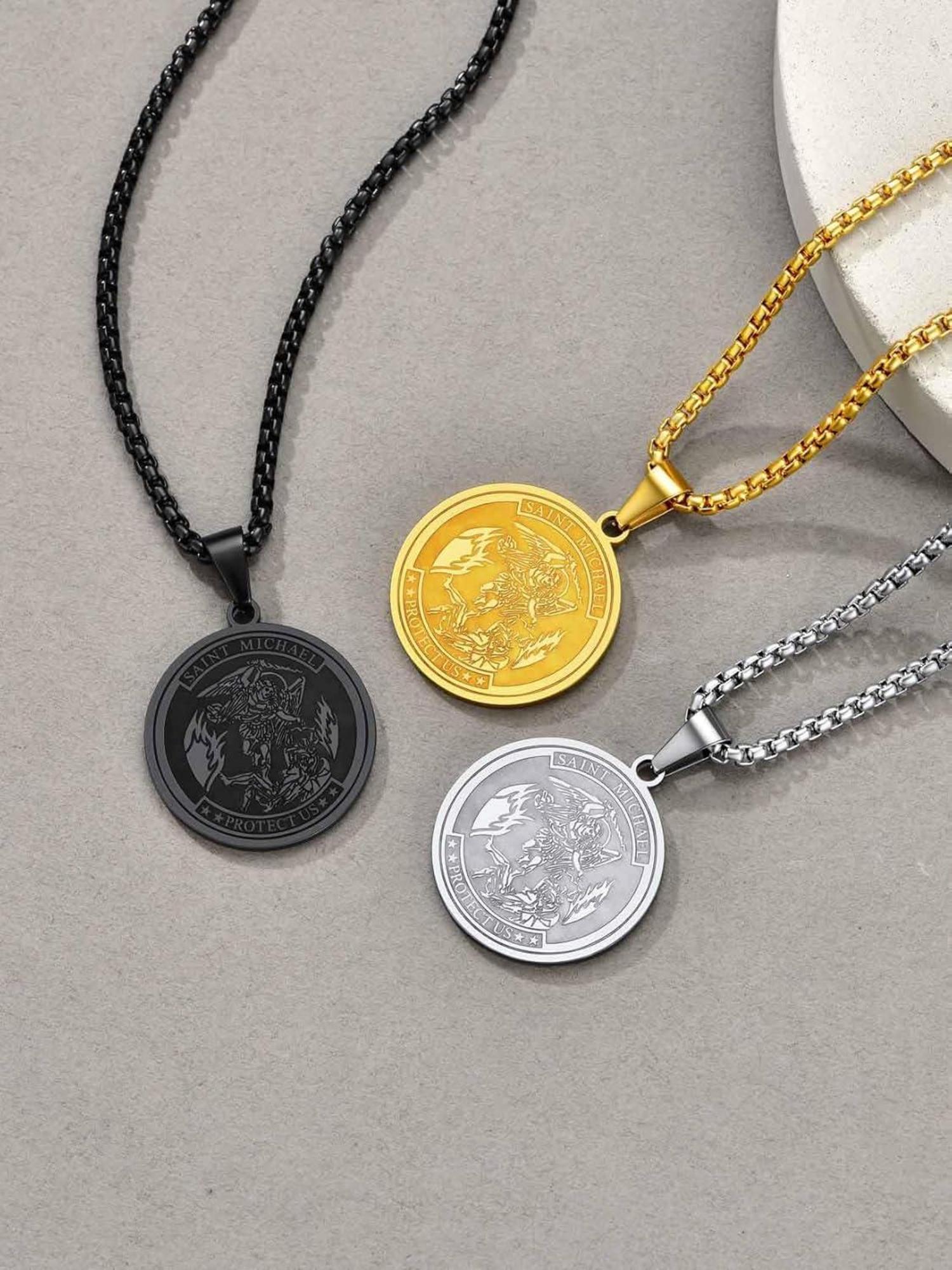 Schutzpatron Erzengel Michael Halskette Edelstahl St Michael Medaille