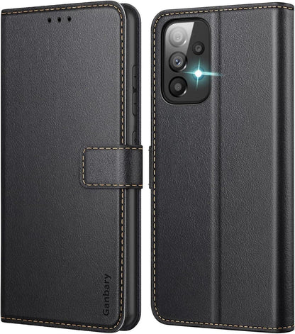 Handyhülle Samsung Galaxy A33 5G Premium Leder Tasche Schwarz