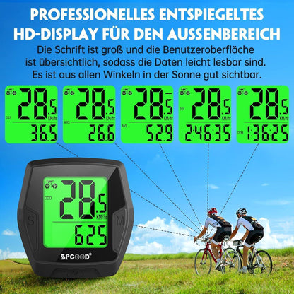 Fahrradcomputer Kabellos 21 Funktionen IP54 Wasserdicht mit
