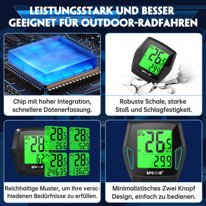 Fahrradcomputer Kabellos 21 Funktionen IP54 Wasserdicht mit Display