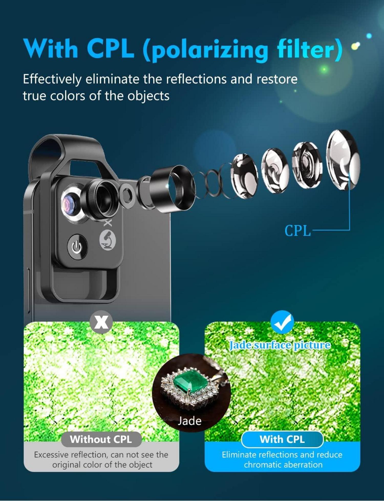 Mini-Mikroskop 200X Taschengröße LED-Schwarz für Smartphone iPhone 13