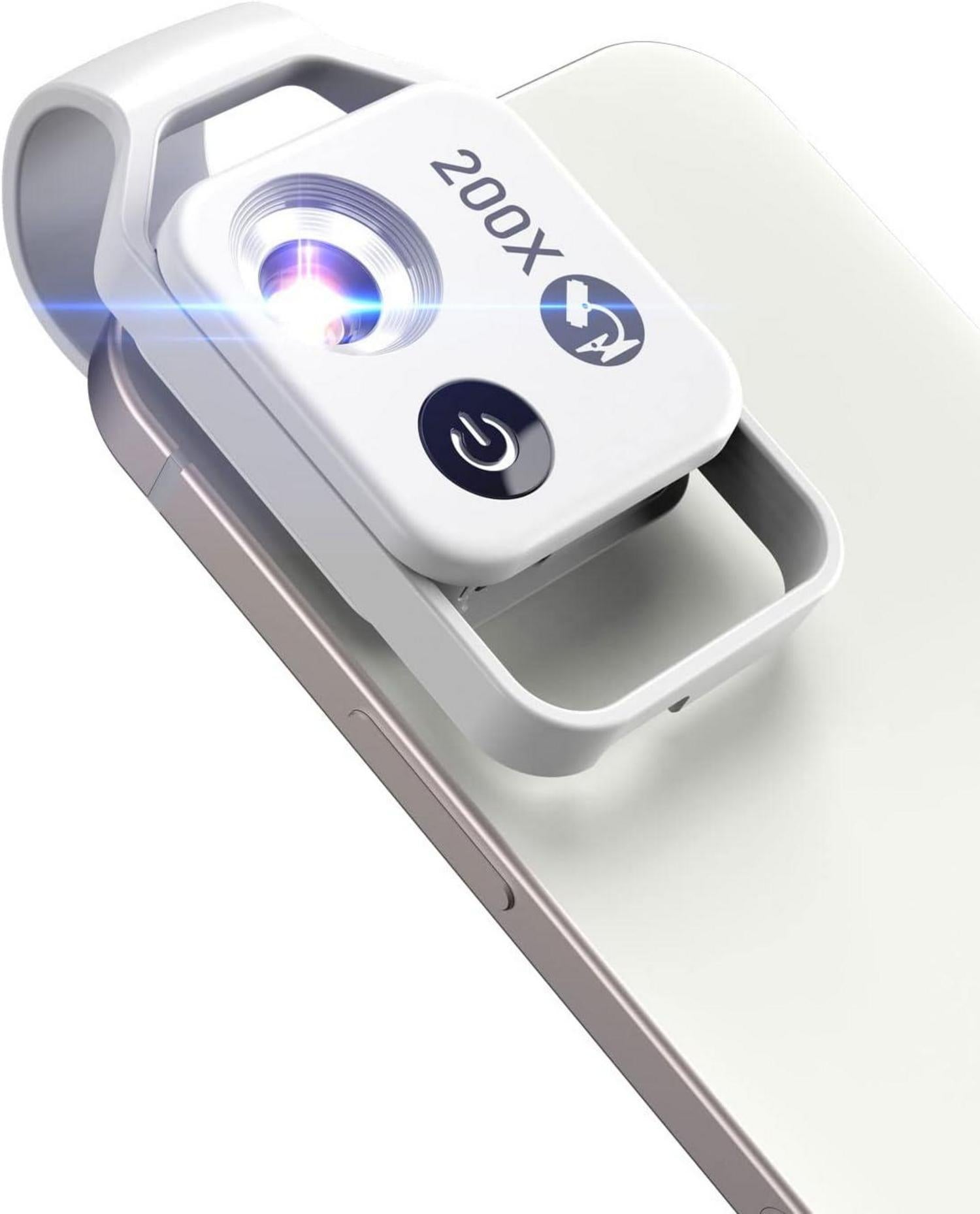 Mini-Mikroskop 200X LED für Smartphone-Kamera, Taschenformat