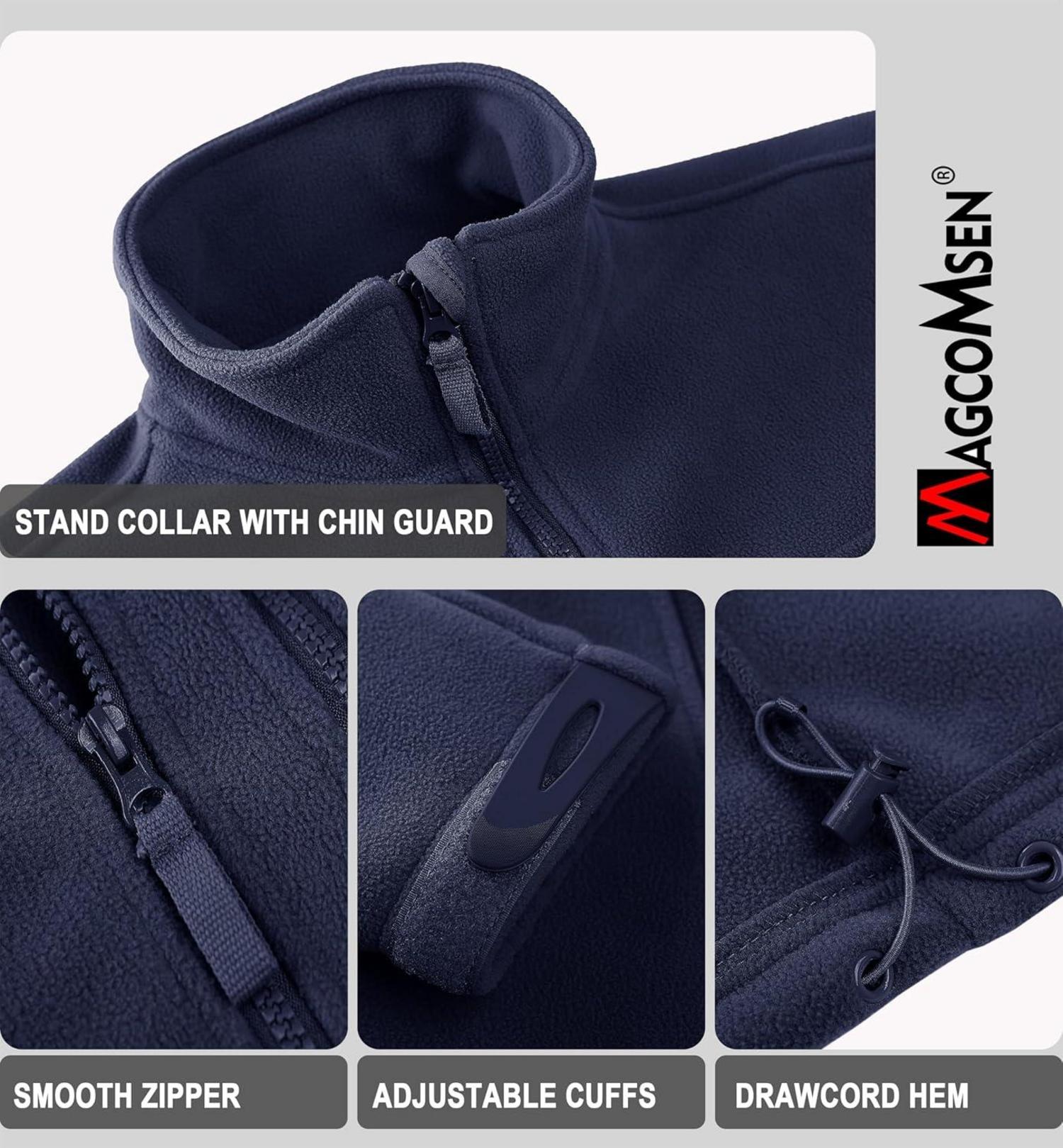 Herren Outdoor Fleecejacke Winter Stehkragen 7 Taschen Blau