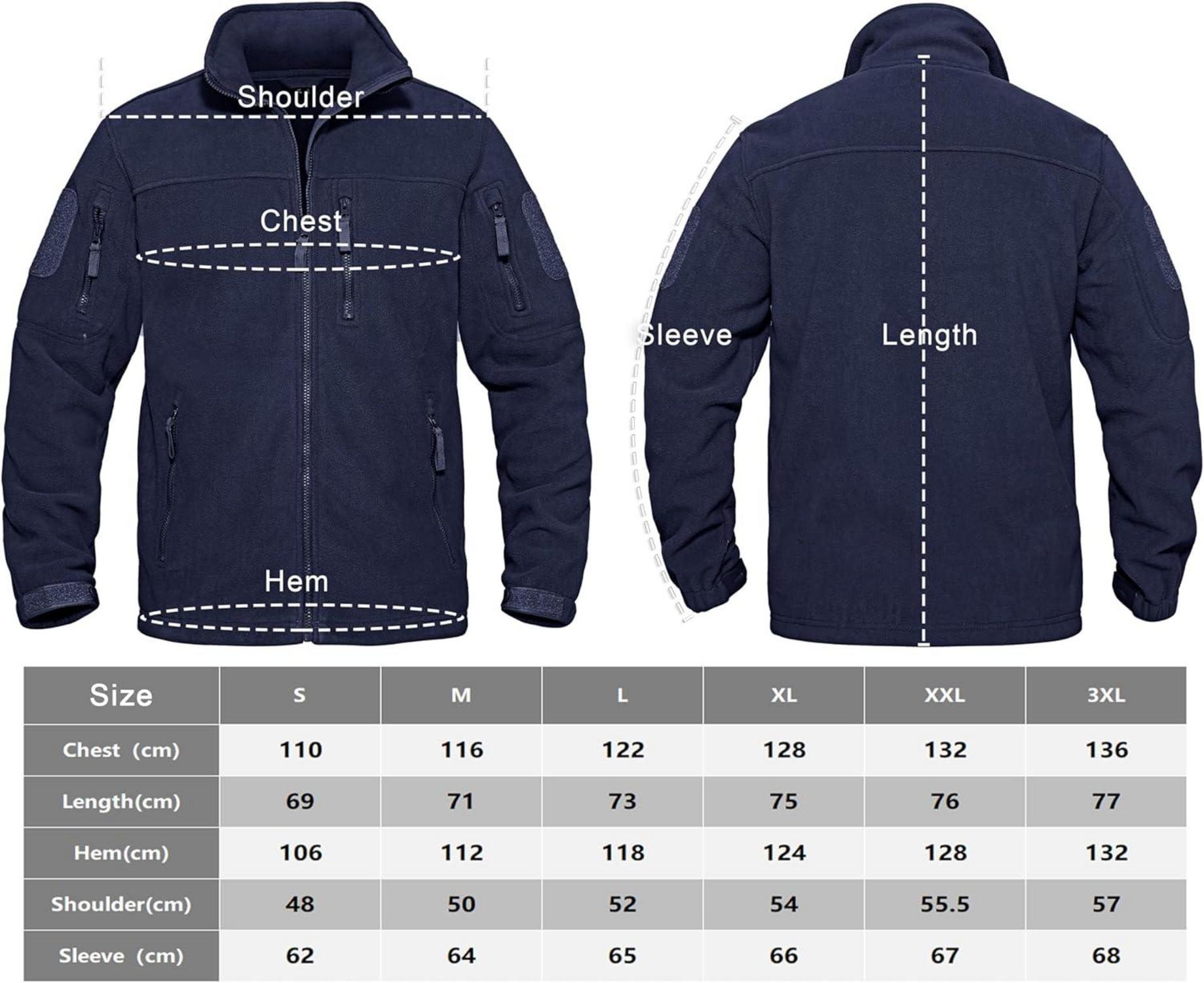 Herren Outdoor Fleecejacke mit 7 Taschen Winddicht Stehkragen S