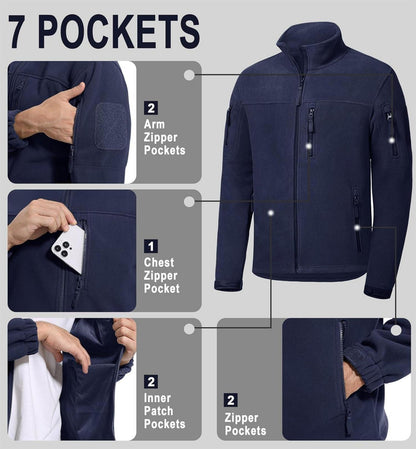 Fleecejacke Herren Winddicht Outdoor Taktisch Armeejacke Dunkelblau XL