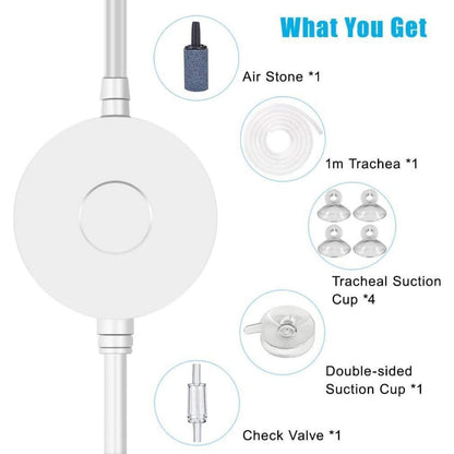 Leise 1W Aquarium Luftpumpe Sauerstoff <35dB mit Zubehör