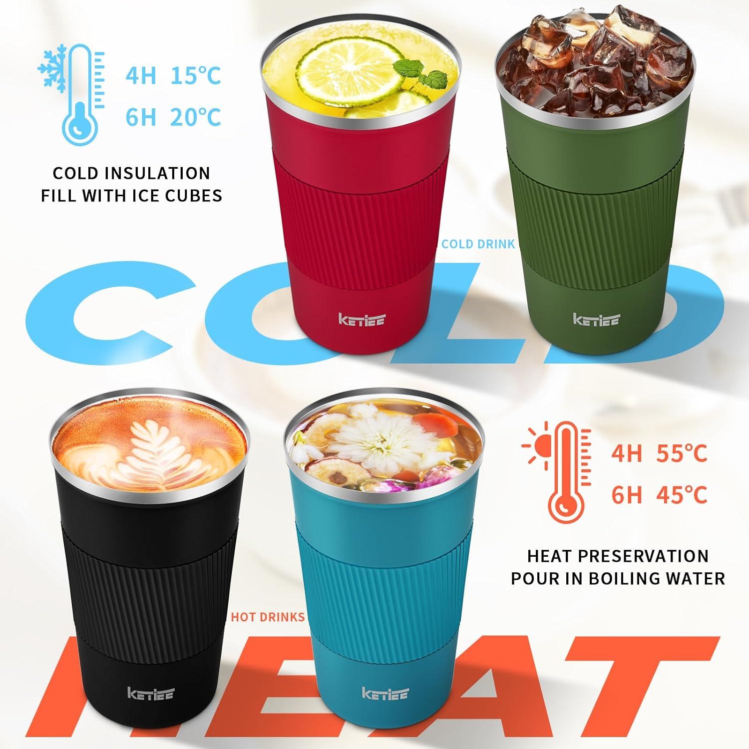 KETIEE Kaffeebecher to go 510ml Thermo Travel Mug auslaufsicher Olivgrün