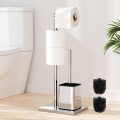 Toilettenpapierhalter mit WC Bürste Edelstahl stehend ohne Bohren