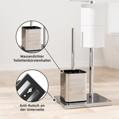Toilettenpapierhalter Stehend mit WC Bürste Edelstahl