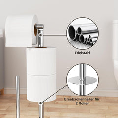 Toilettenpapierhalter mit WC Bürste Edelstahl stehend ohne Bohren