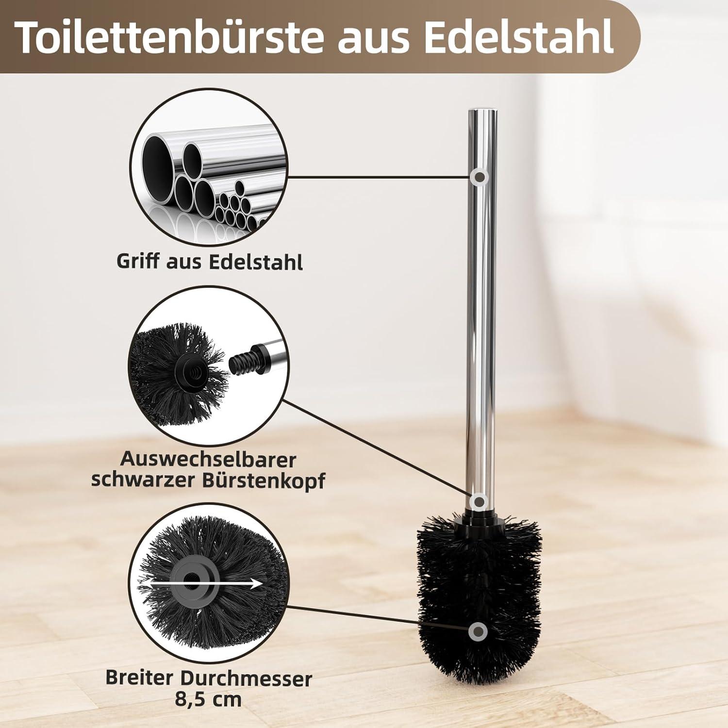 Toilettenpapierhalter stehend Edelstahl WC Klobürste Silber matt