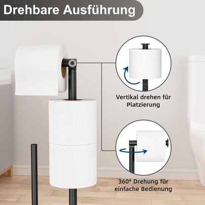 Edelstahl Klopapierhalter mit WC Bürste und Garnitur - Schwarz Matt