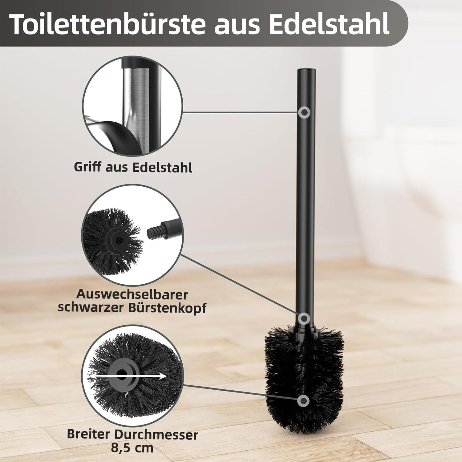 Edelstahl Klopapierhalter mit Klobürste WC Bürste Garnitur Schwa