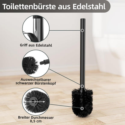 Edelstahl Klopapierhalter mit Klobürste WC Bürste Garnitur Schwa