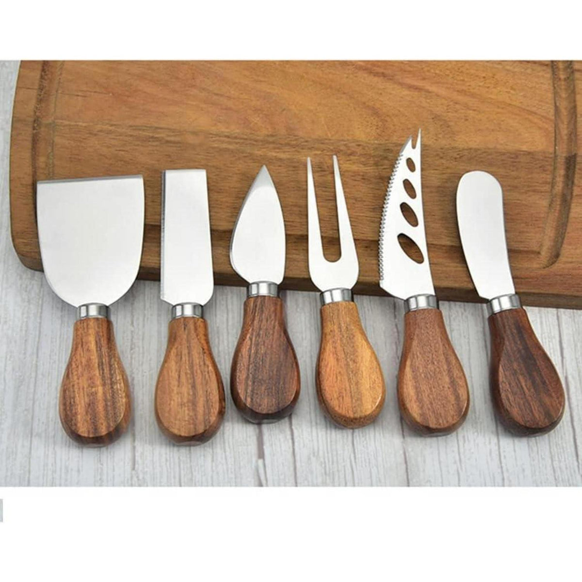 Käsemesser Set 6-teilig Edelstahl mit Holzgriff & Geschenkbox