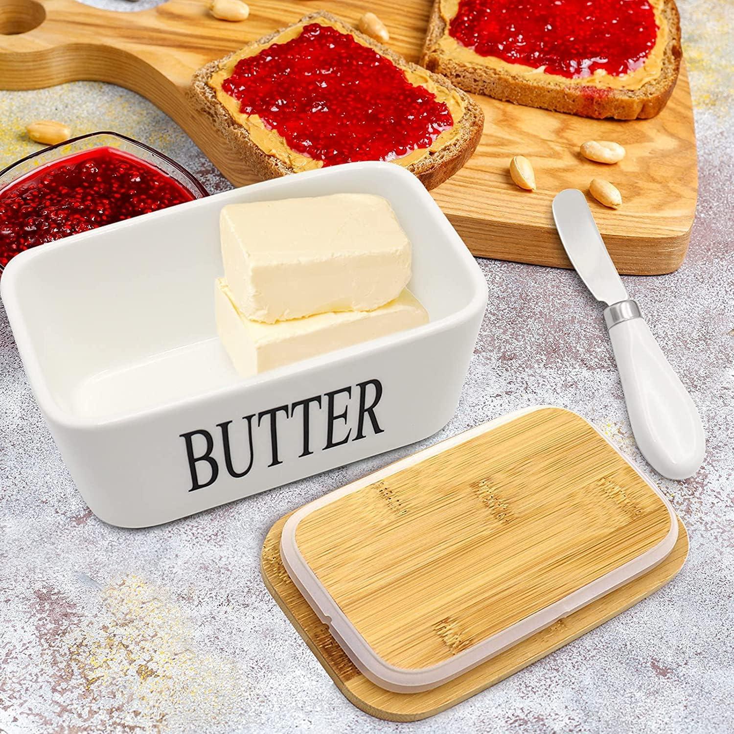 Butterdose 250g Multi-Funktion Keramik Emaille Holzdeckel