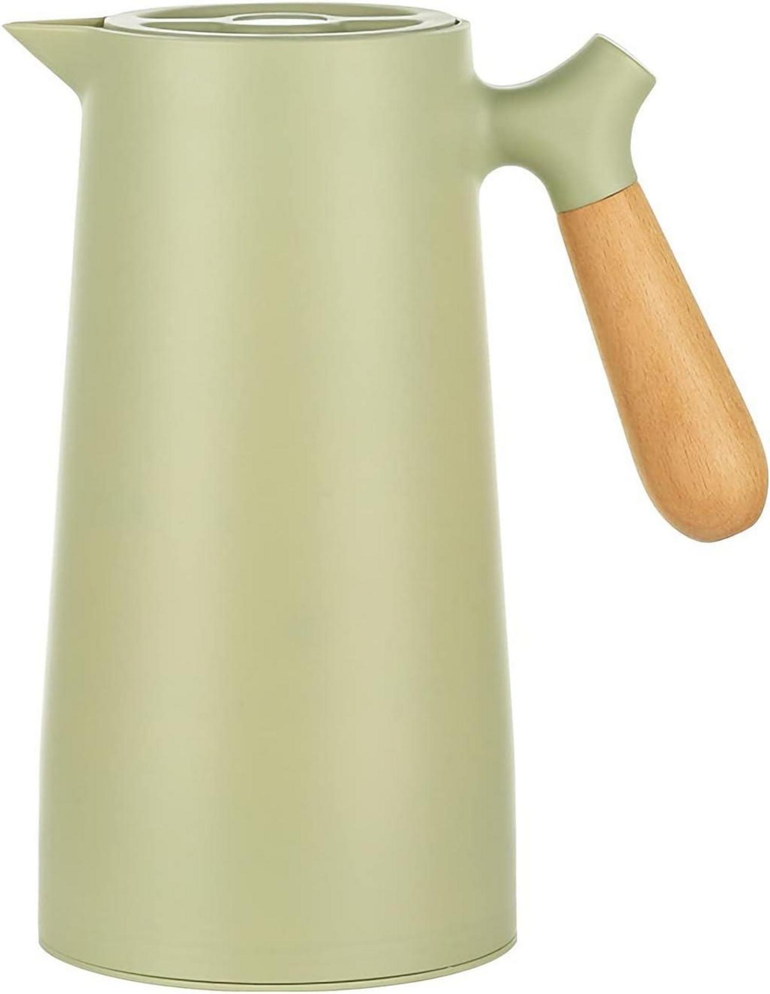 Thermoskanne mit Holzgriff und Glaseinsatz 1l, Quick Tip