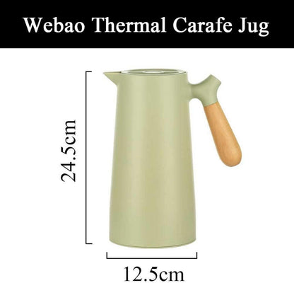 Isolierkanne 1l mit Holzgriff, Glaseinsatz, Quick Tip