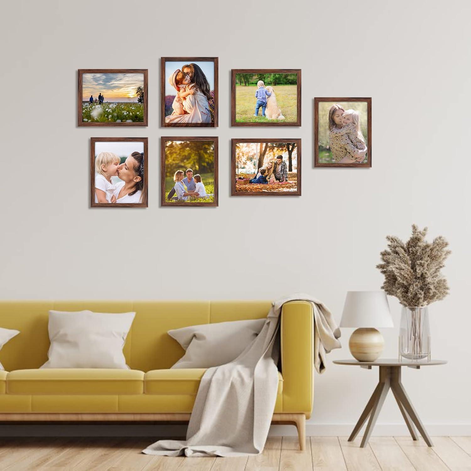Fotorahmen Set für 25x20 Fotos, Braun, Wand & Tisch, 7-teilig