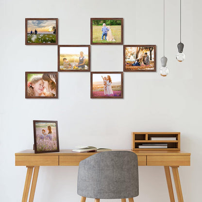 Bilderrahmen Set 20x25 cm Braun - 7-teilig für Fotos Collage, Wand- oder Tischrahmen