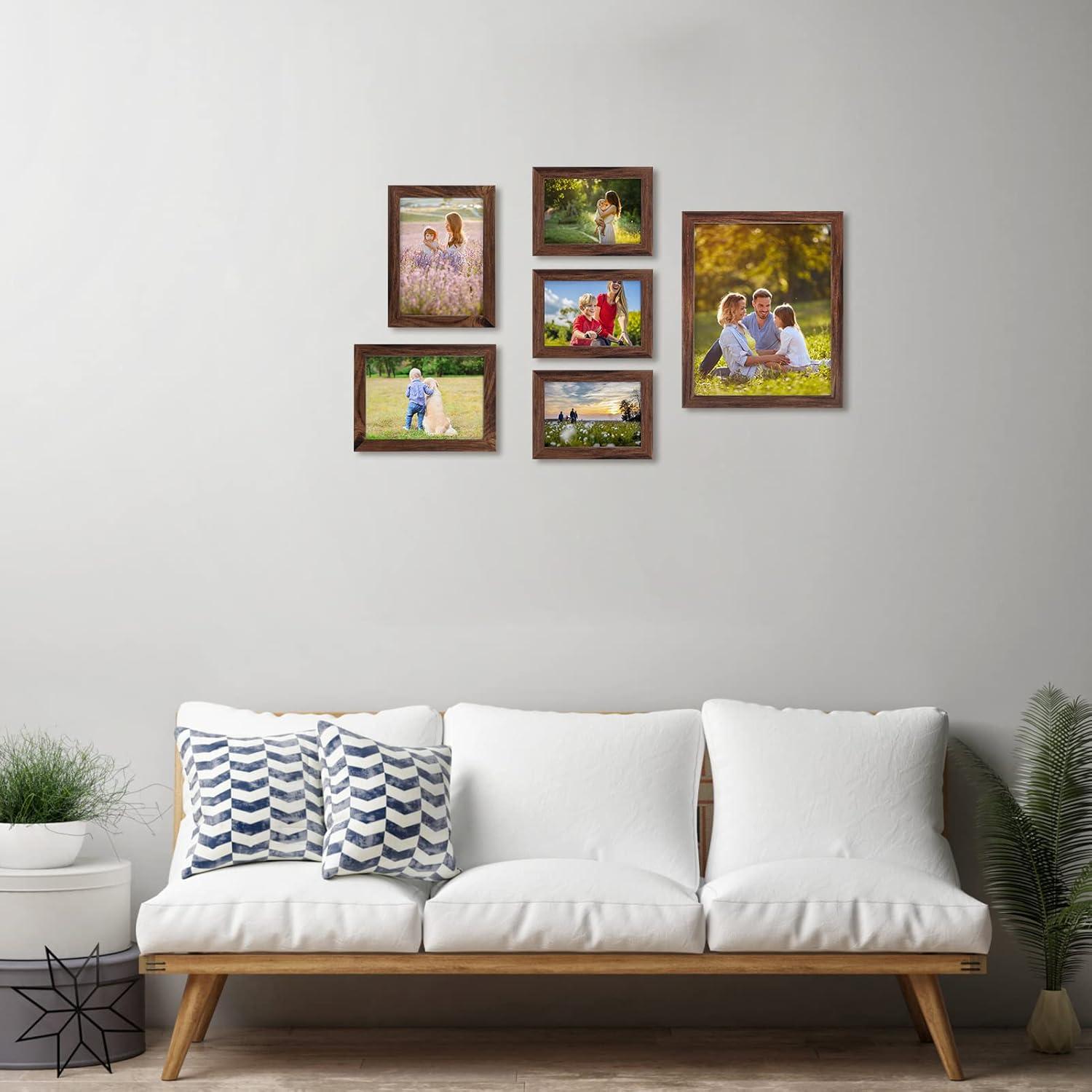 Bilderrahmen Set braun 20x25 cm für Fotos Collage Wand Tisch 7-teilig