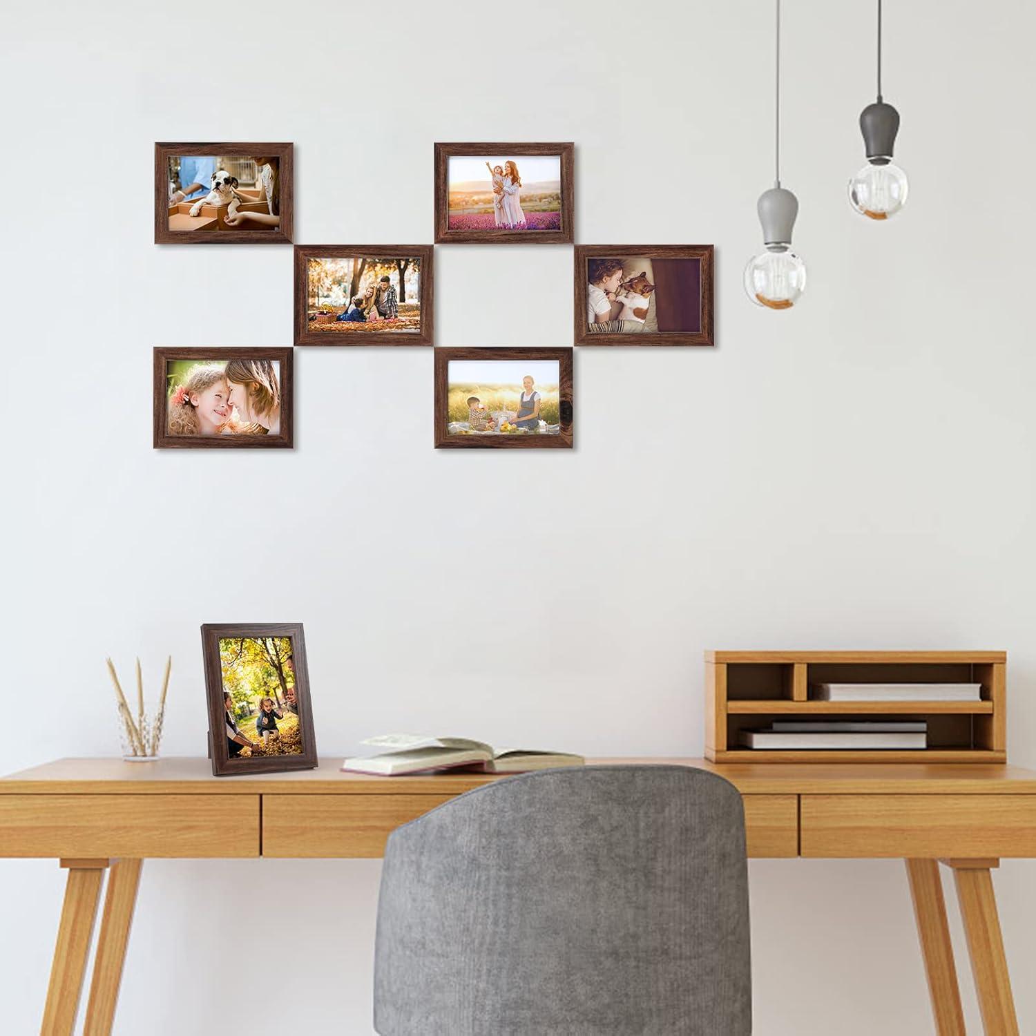 Bilderrahmen Set 10x15 cm für Fotos und Bilder, Braun Fotorahmen