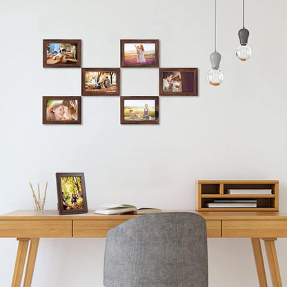 Bilderrahmen Set 10x15 cm für Fotos und Bilder, Braun Fotorahmen
