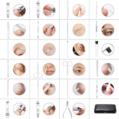 Professionelles Maniküre Pediküre Edelstahl Nagelknipser Pflegeset 23tlg