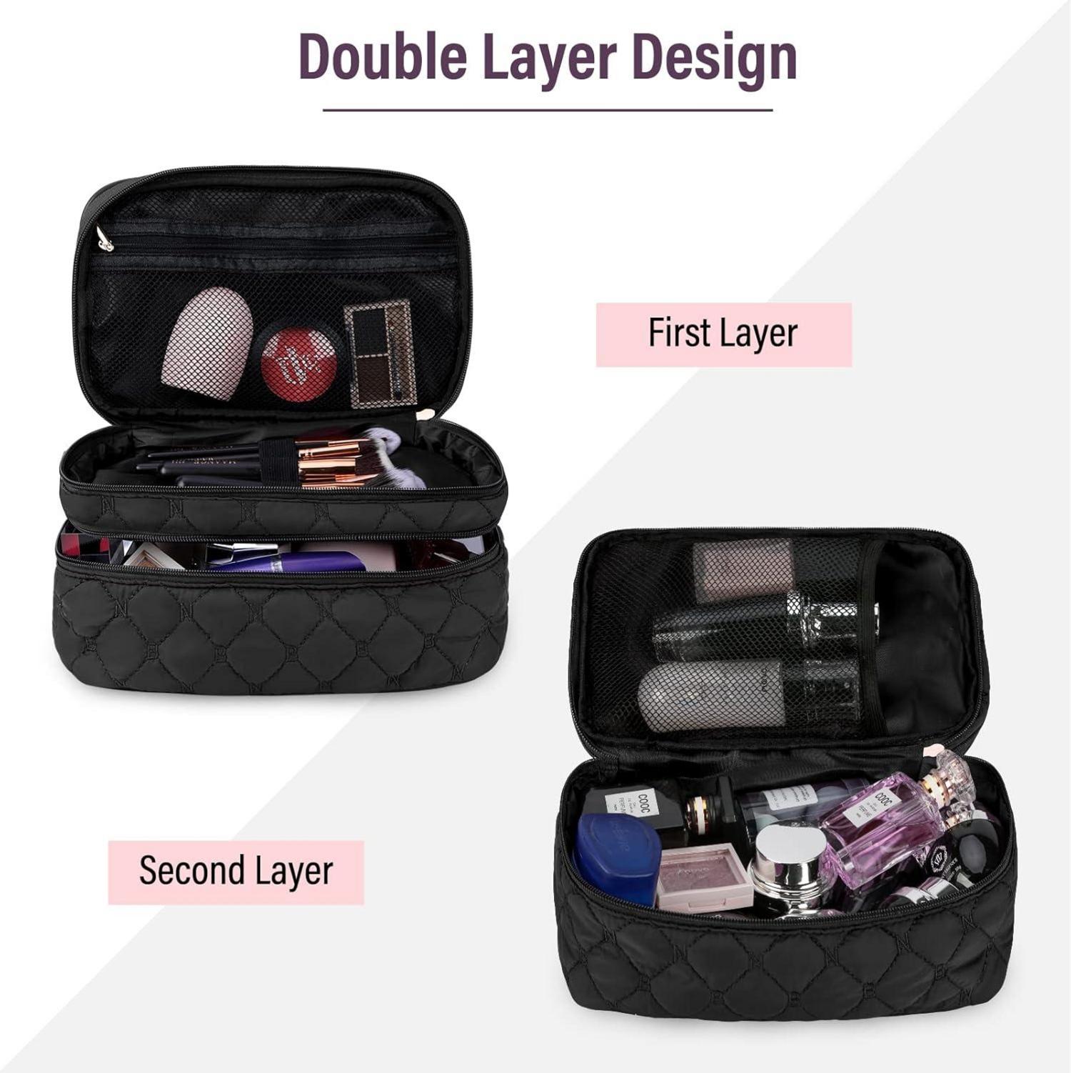 Kosmetiktasche Damen Make-up Tasche Doppelschicht Groß Wasserdicht 2