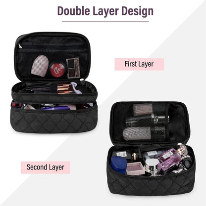 Kosmetiktasche Damen Make-up Tasche Doppelschicht Groß Wasserdicht 2
