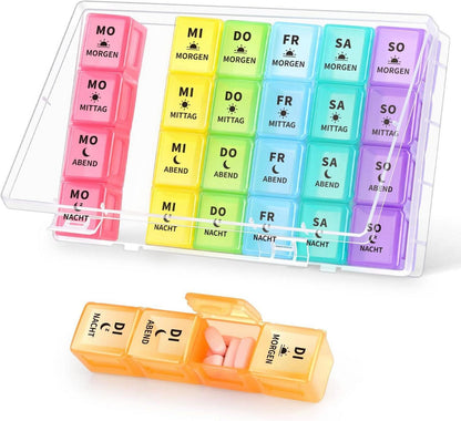 Tablettenbox 7 Tage mit großen Fächern, BPA-frei & FDA-zertifiziert
