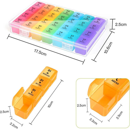 Pillenbox 7 Tage 4 Fächer BPA-frei Tablettenbox Große Fächer