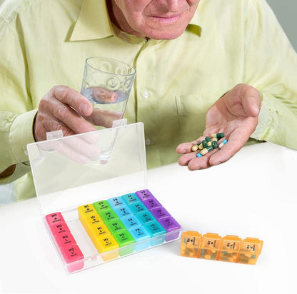 Pillenbox 7 Tage 4 Fächer BPA-frei Tablettenbox Große Fächer